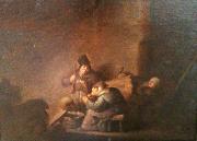 Adriaen van ostade Peasant family indoors oil